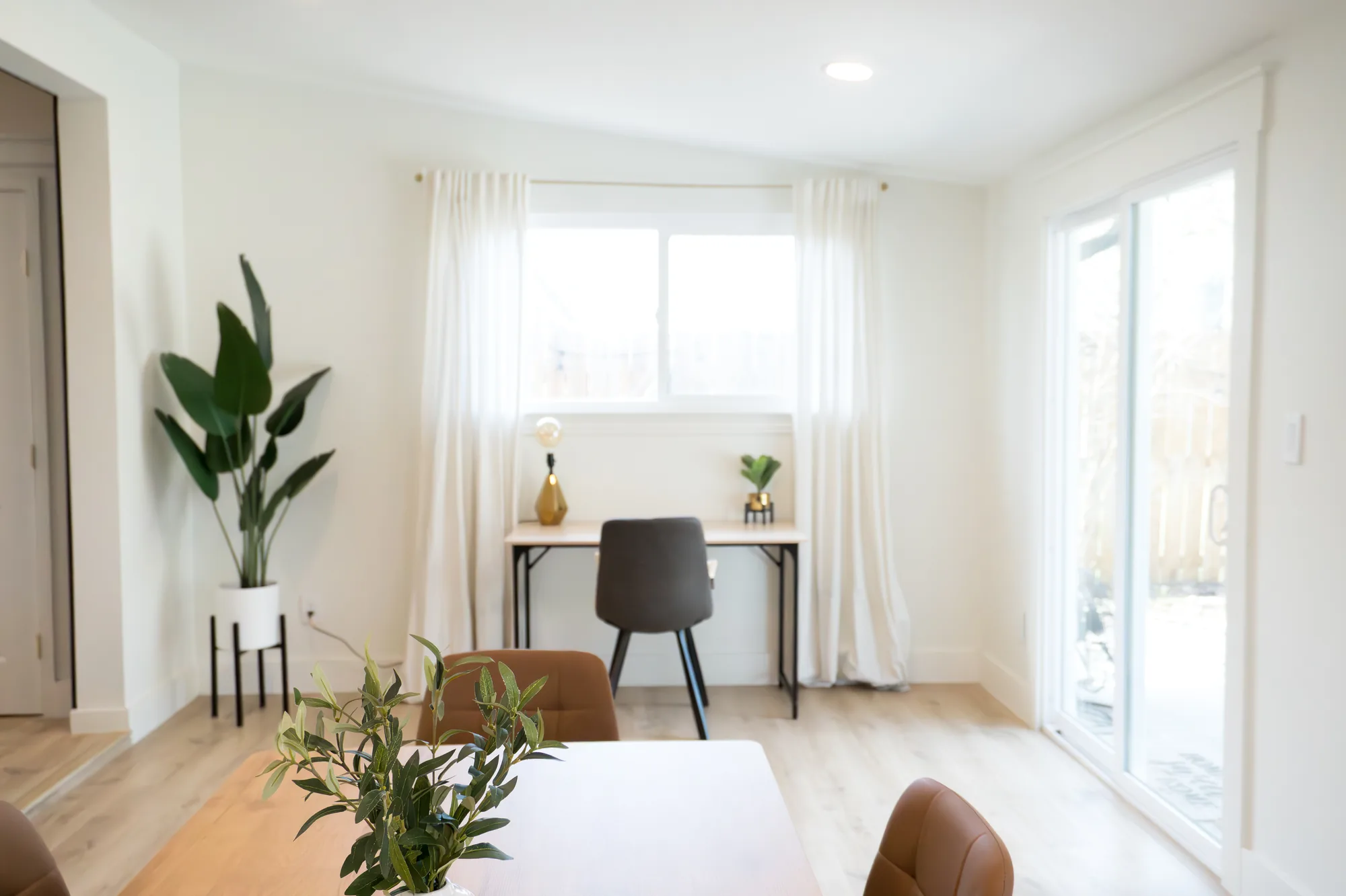 Workspace with sliding door to patio