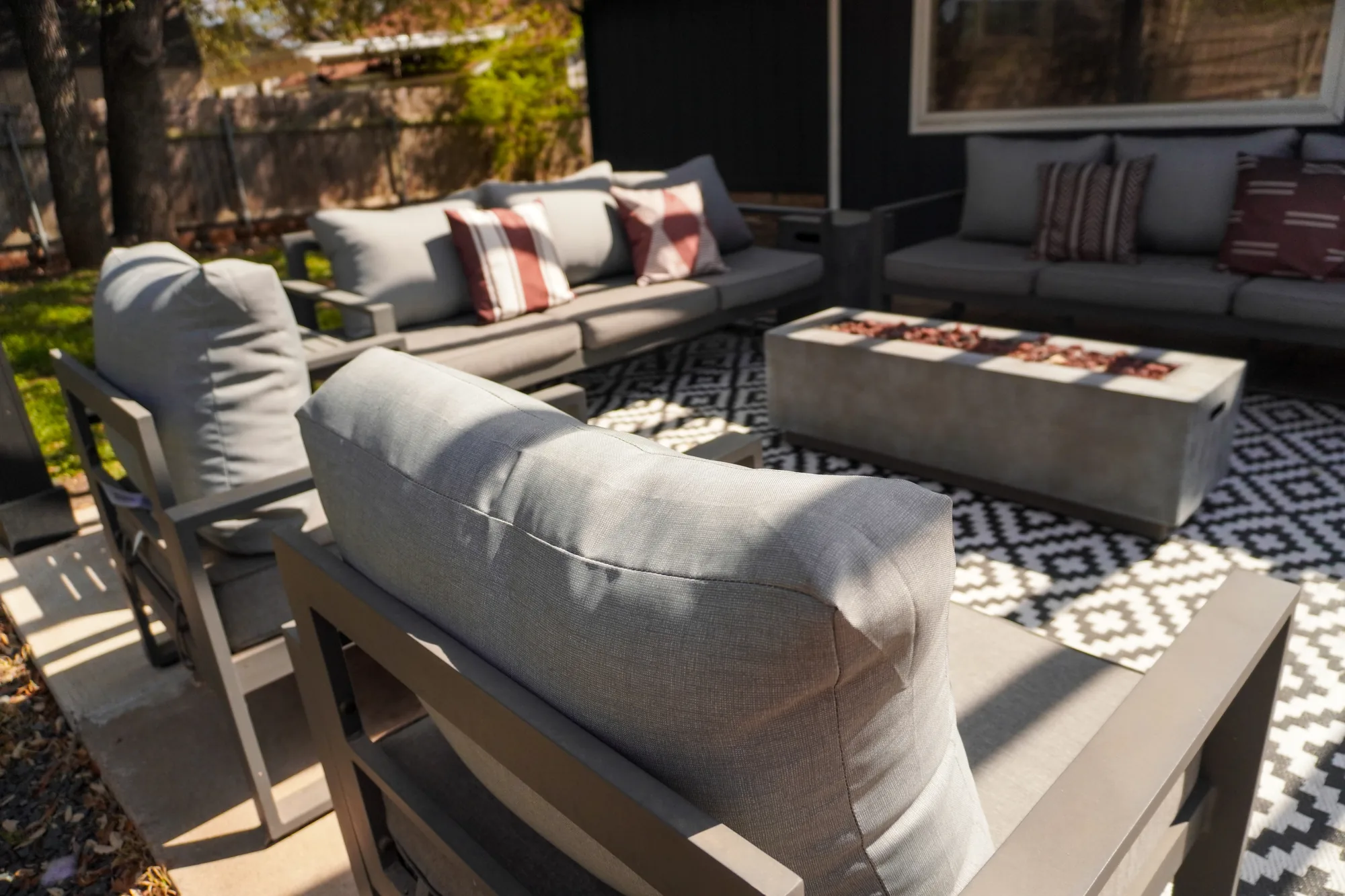 Outdoor seating from patio