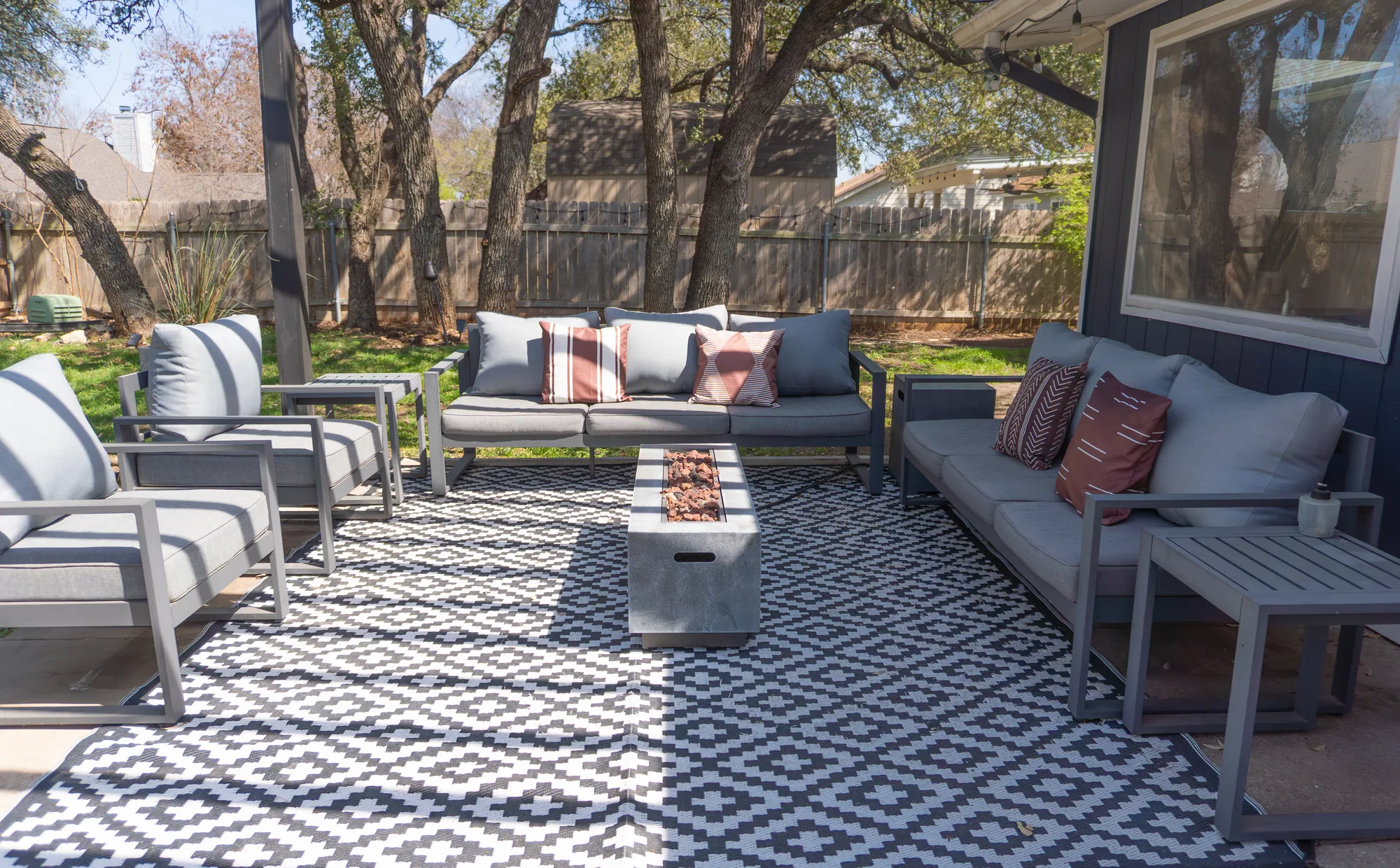 Patio fire pit and outdoor seating